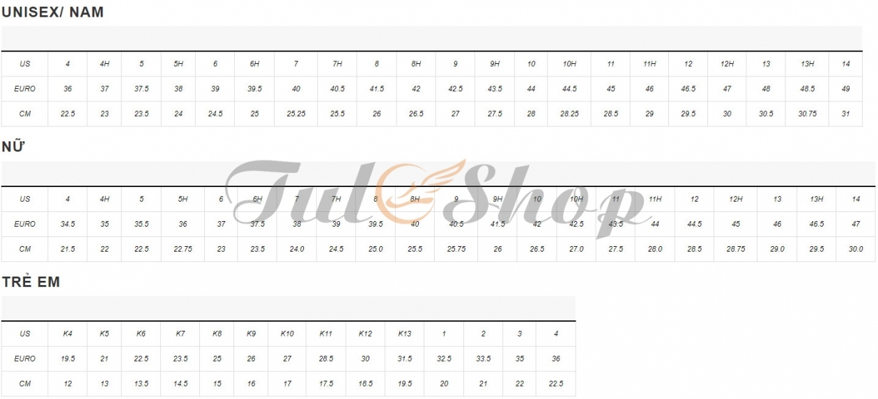 bảng size onitsuka