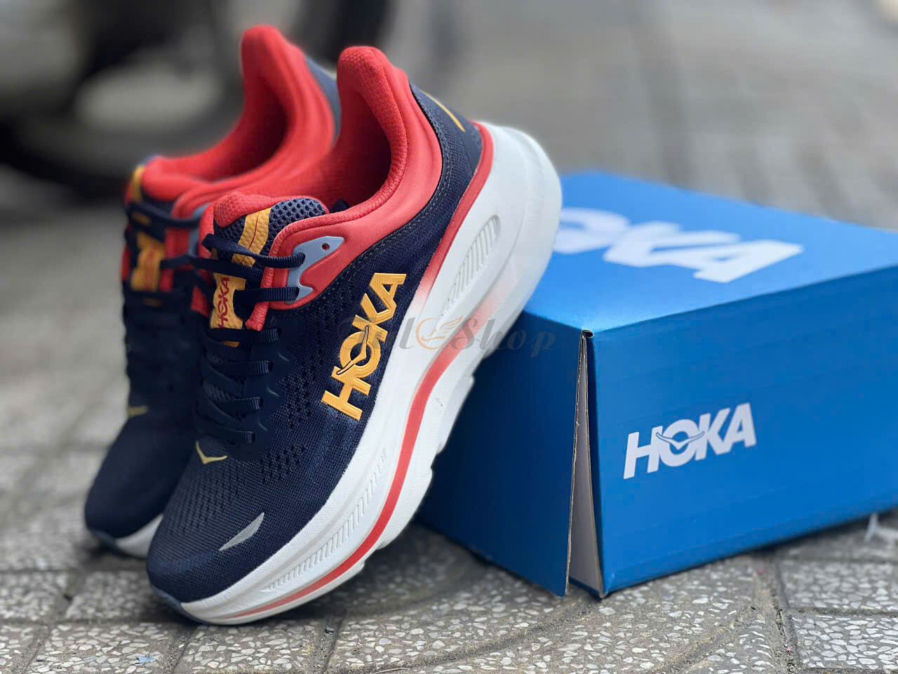Hoka Bondi 9 Navy Red