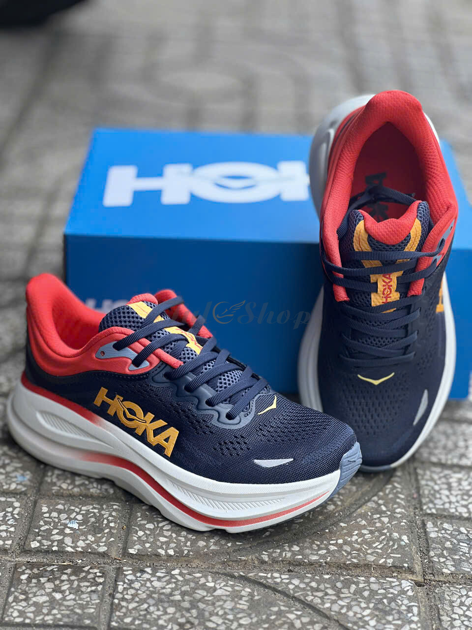 Hoka Bondi 9 Navy Red