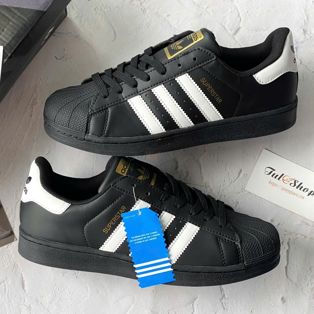Adidas Superstar Black White Gold