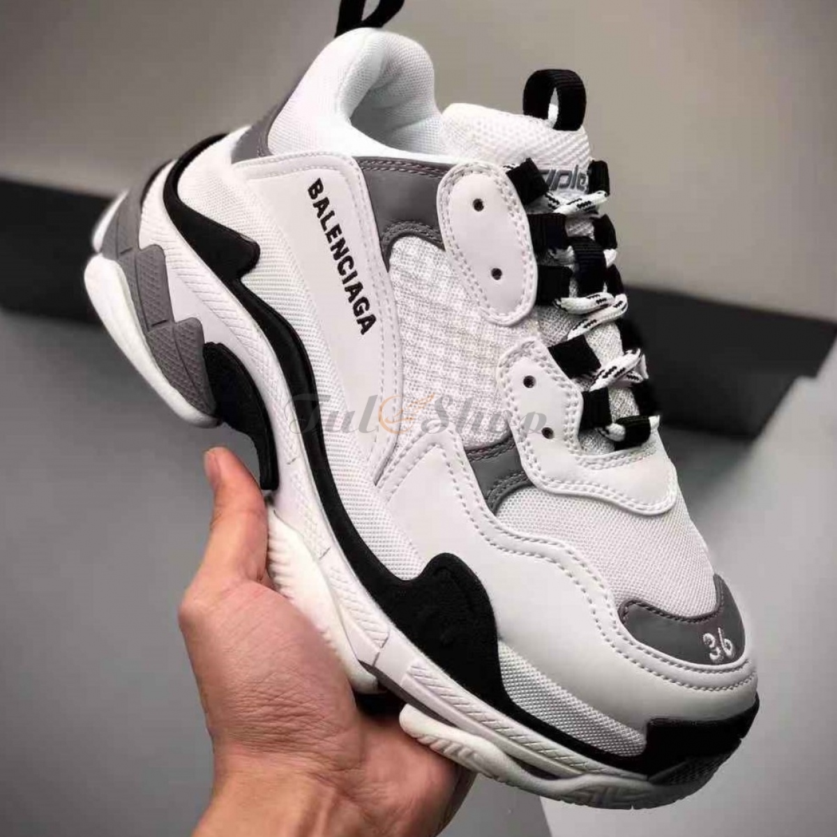 Balenciaga Triple S White Black Grey