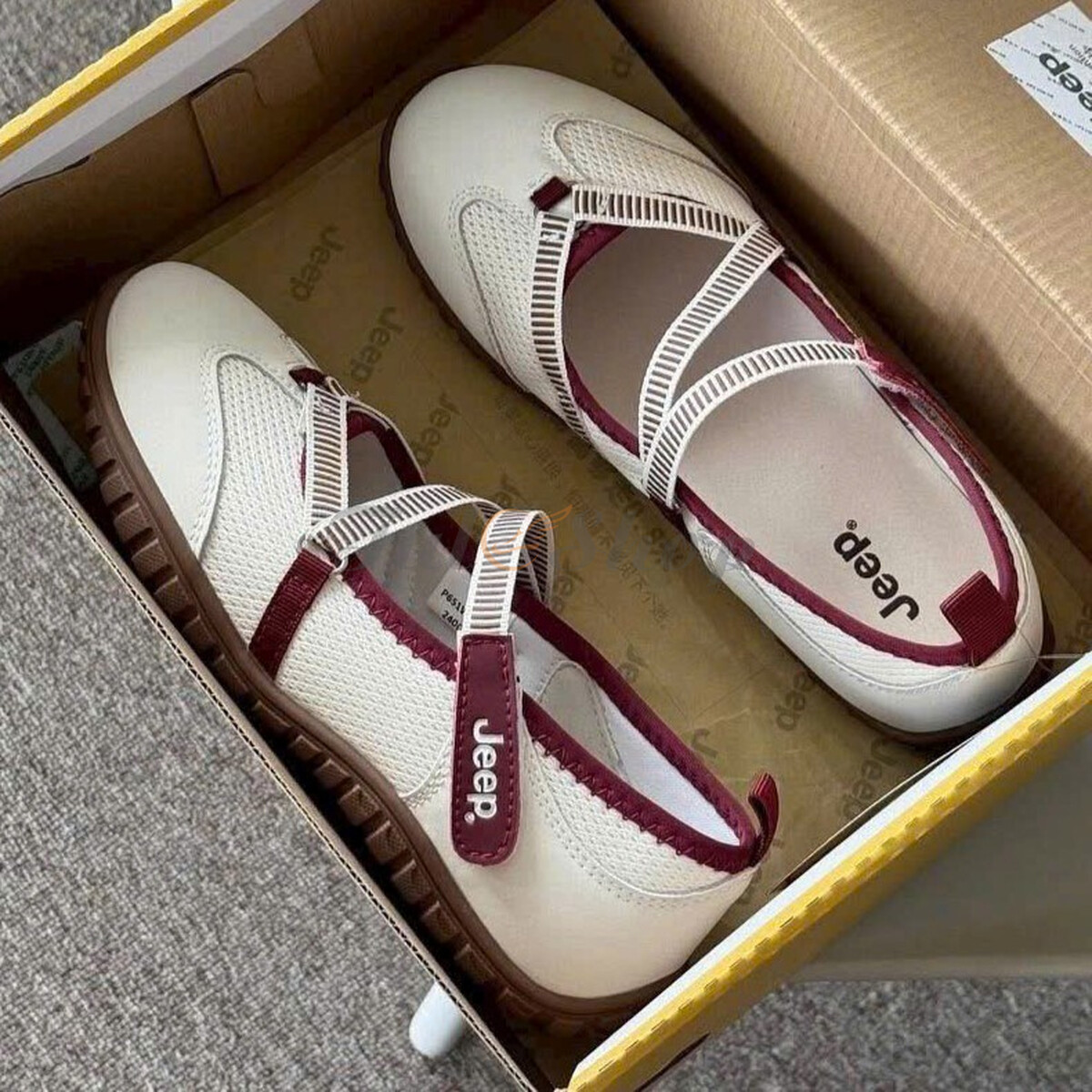 Giày Jeep Outdoor Mary Jane Low Top Beige Red