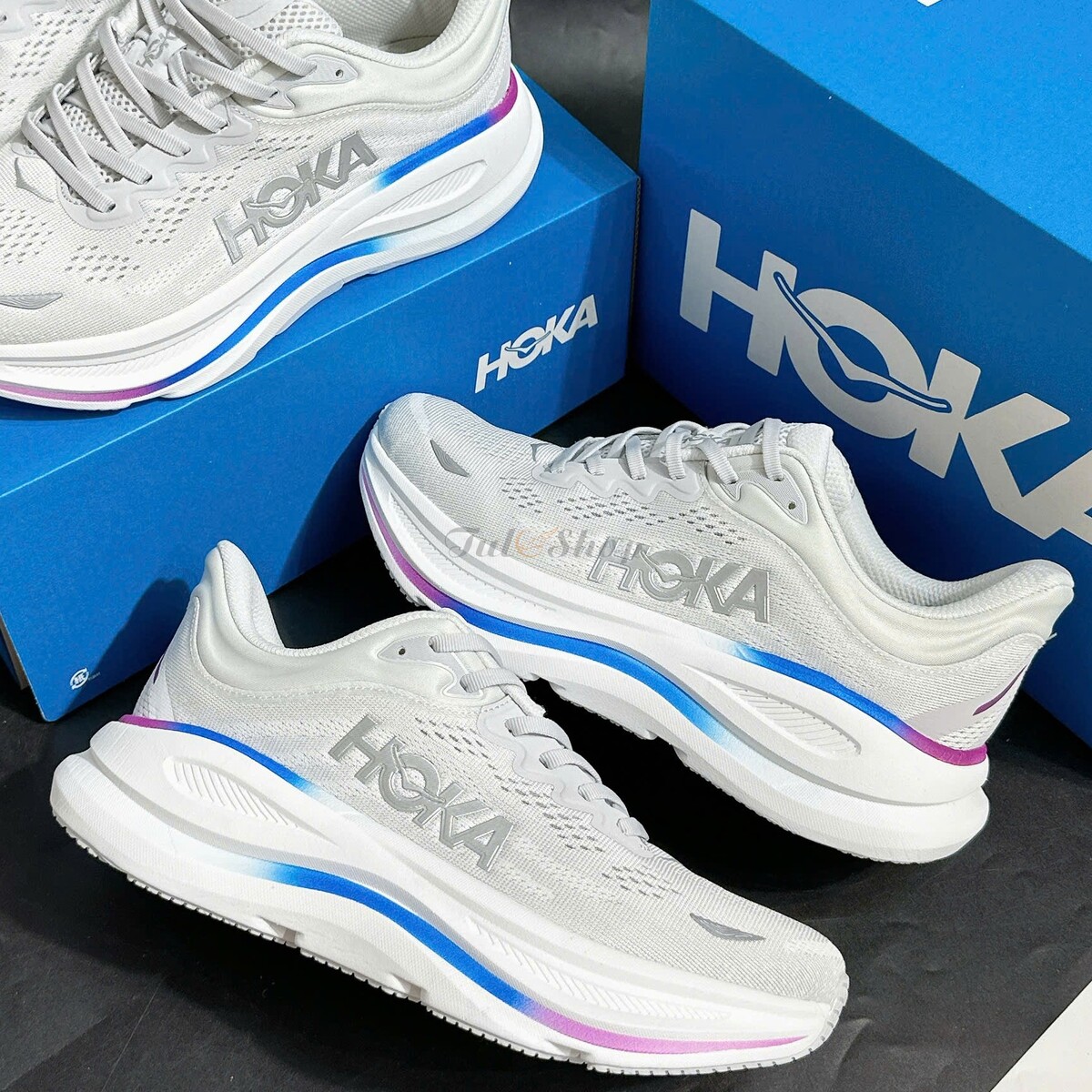 Hoka Bondi 9 Cosmic Grey/White
