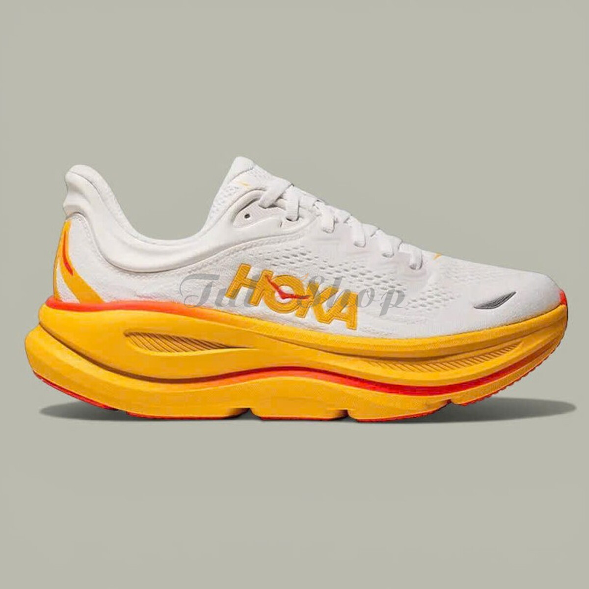 Hoka Bondi 9 White Yellow