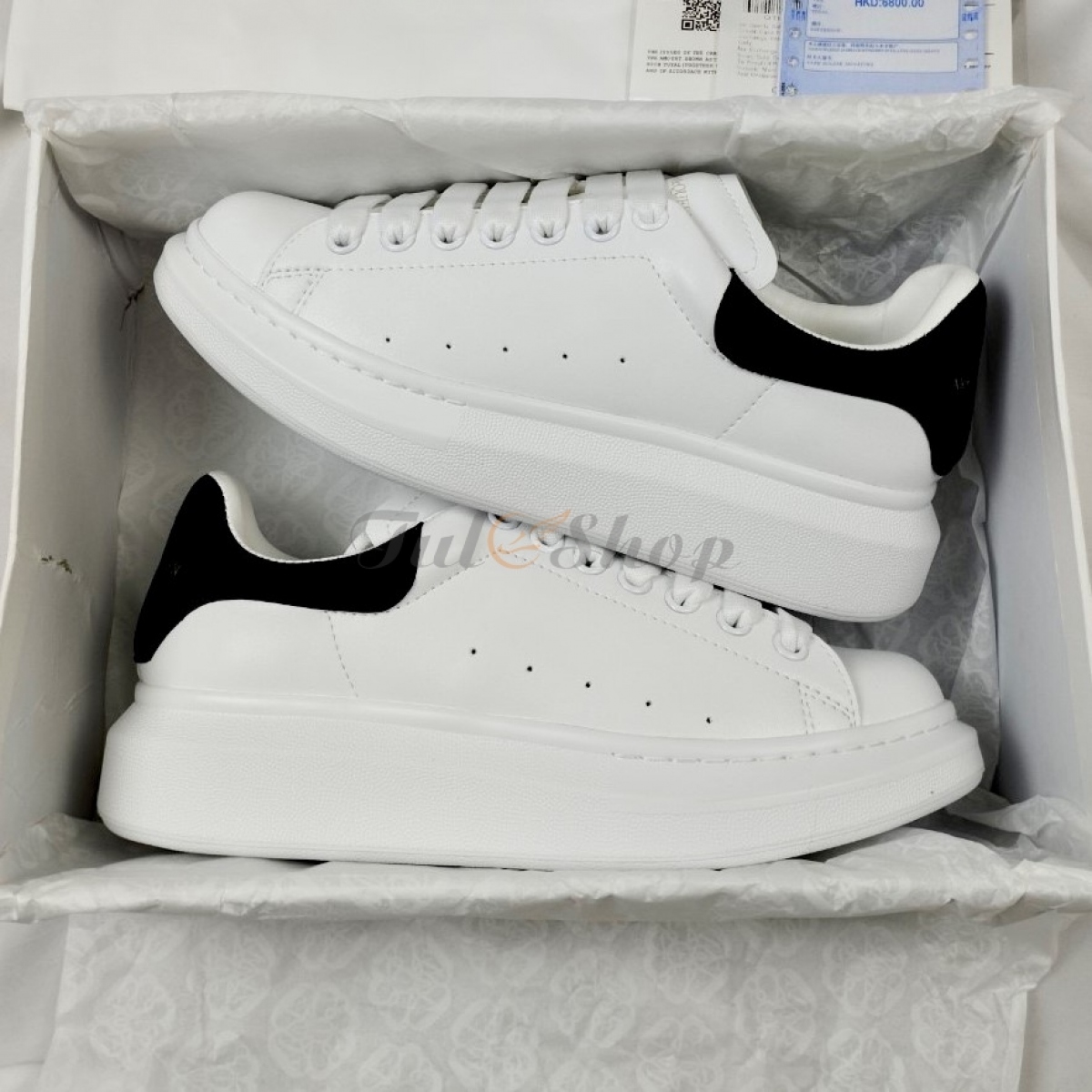 McQueen Trắng Gót Đen Nỉ 1:1
