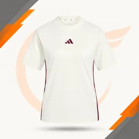 Adidas Essentials 3-Stripes Cotton Tee Ivory/ Maroon Colorway