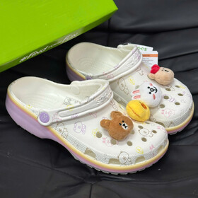 Dép Crocs Clog Classic Line Friends White Purple